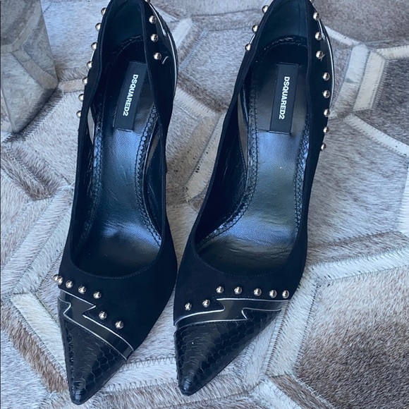 DSquared2 Glam Rock Black Pumps 40 Studs $995 - Picture 1 of 4